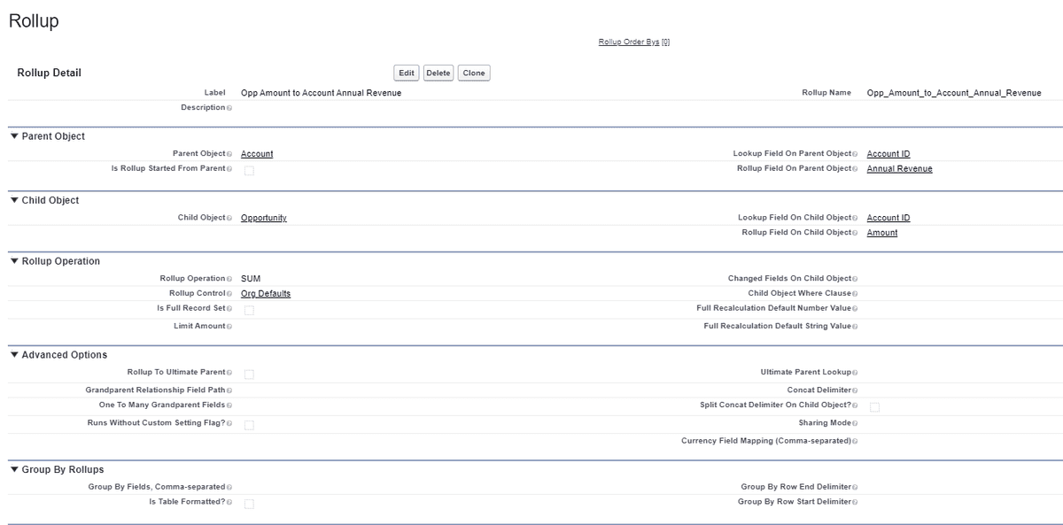 Basic rollup configuration