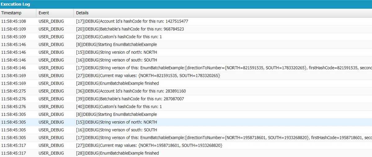 Apex enum debug log