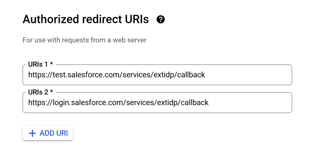 Adding the correct Authorized redirect URIs to your Google application