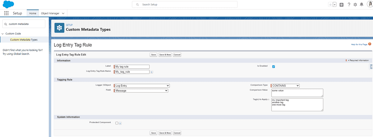 Log Entry Tag Rule Example